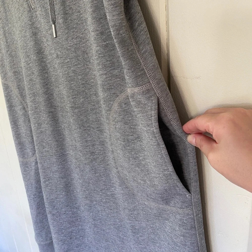 Soft Surroundings, Hooded French Terry Short‎ Sleeve Half Zip Dress, Gray, Grey - Picture 6 of 11